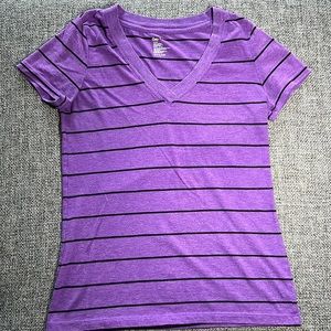 Gap Purple and Black Striped T-shirt, Medium